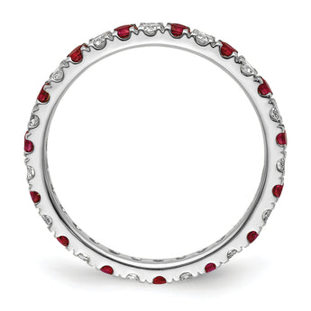 14k White Gold 3/8 carat Lab Grown Diamond VS/SI+ G+ and Lab Created Ruby Size 4 Eternity Band - Birthstone Company