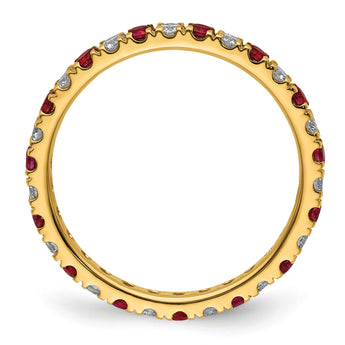 14k 3/8 carat Lab Grown Diamond VS/SI+ G+ and Lab Created Ruby Size 4 Eternity Band - Birthstone Company