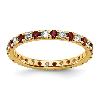 14k 3/8 carat Lab Grown Diamond VS/SI+ G+ and Lab Created Ruby Size 4 Eternity Band - Birthstone Company