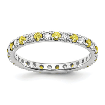 14K White Gold Lab Grown Dia VS/SI GH & Cr Yellow Sapp Eternity B - Birthstone Company