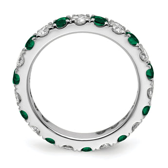 14K White Gold Lab Grown Dia VS/SI GH & Cr Emerald Eternity Band - Birthstone Company