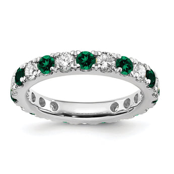 14K White Gold Lab Grown Dia VS/SI GH & Cr Emerald Eternity Band - Birthstone Company