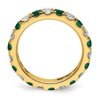 14K Lab Grown Diamond VS/SI GH & Cr Emerald Eternity Band - Birthstone Company