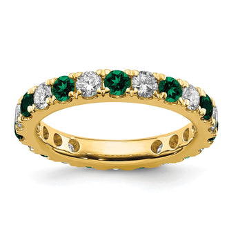 14K Lab Grown Diamond VS/SI GH & Cr Emerald Eternity Band - Birthstone Company