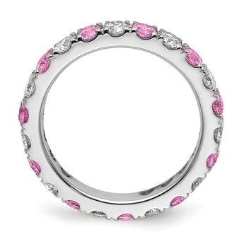 14K White Gold Lab Grown Dia VS/SI GH & Cr Pink Sapp Eternity Ban - Birthstone Company