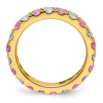 14K Lab Grown Diamond VS/SI GH & Cr Pink Sapp Eternity Band - Birthstone Company