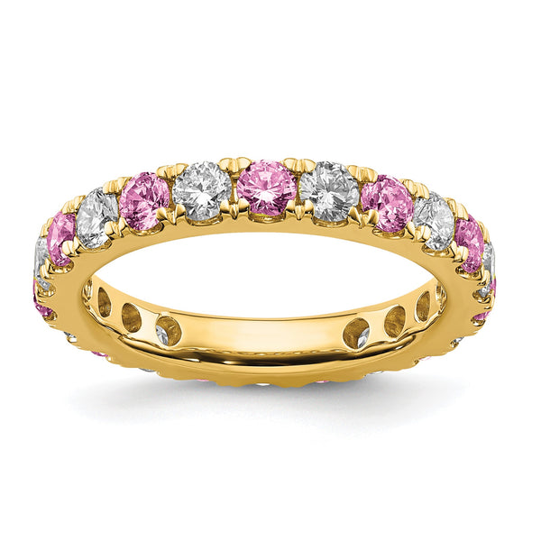 14K Lab Grown Diamond VS/SI GH & Cr Pink Sapp Eternity Band - Birthstone Company