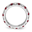14k White Gold 1 carat Lab Grown Diamond VS/SI+ G+ and Lab Created Ruby Size 4 Eternity Band - Birthstone Company