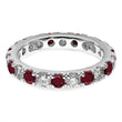 14k White Gold 1 carat Lab Grown Diamond VS/SI+ G+ and Lab Created Ruby Size 4 Eternity Band - Birthstone Company