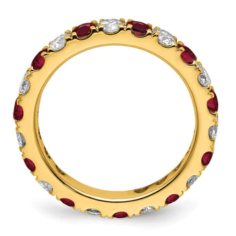 14k 1 carat Lab Grown Diamond VS/SI+ G+ and Lab Created Ruby Size 4 Eternity Band - Birthstone Company