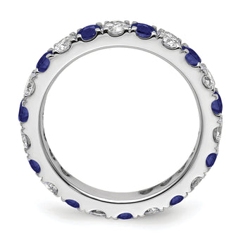 14K White Gold Lab Grown Dia VS/SI GH & Cr Blue Sapp Eternity Ban - Birthstone Company