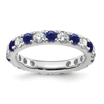 14K White Gold Lab Grown Dia VS/SI GH & Cr Blue Sapp Eternity Ban - Birthstone Company