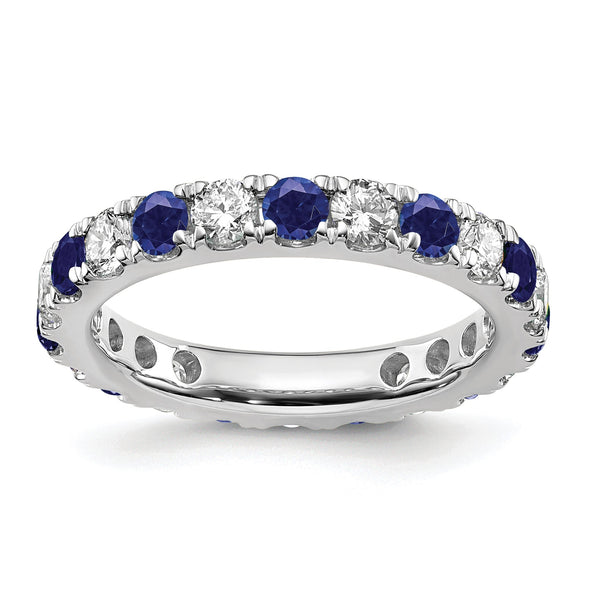 14K White Gold Lab Grown Dia VS/SI GH & Cr Blue Sapp Eternity Ban - Birthstone Company