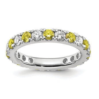 14K White Gold Lab Grown Dia VS/SI GH & Cr Yellow Sapp Eternity B
