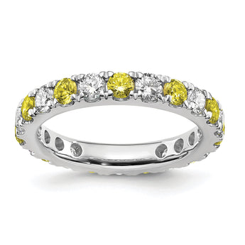 14K White Gold Lab Grown Dia VS/SI GH & Cr Yellow Sapp Eternity B - Birthstone Company