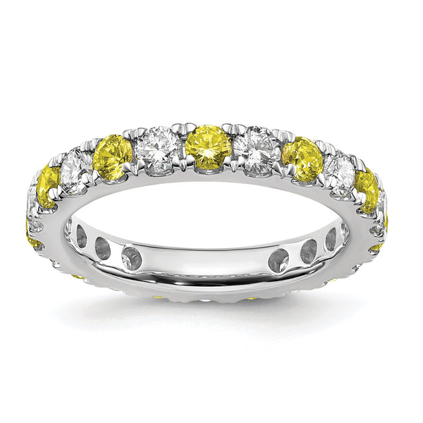 14K White Gold Lab Grown Dia VS/SI GH & Cr Yellow Sapp Eternity B - Birthstone Company