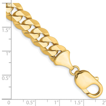 14K 8 inch 9.5mm Flat Beveled Curb with Lobster Clasp Bracelet