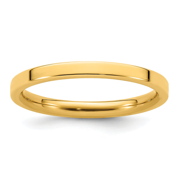 14k Yellow Gold 2mm Standard Weight Flat Comfort Fit Wedding Band Size 14