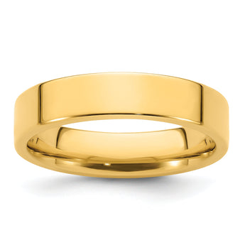 14k Yellow Gold 5mm Standard Weight Flat Comfort Fit Wedding Band Size 14