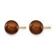 14K Gold Filled 6-7mm Brown Round Cultured Freshwater Pearl Stud Earrings - Birthstone Company