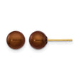 14K Gold Filled 6-7mm Brown Round Cultured Freshwater Pearl Stud Earrings - Birthstone Company