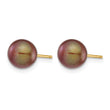 14K Gold Filled 7-8mm Brown Round Cultured Freshwater Pearl Stud Earrings - Birthstone Company