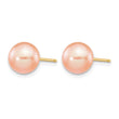 14K Gold Filled 8-9mm Pink Round Cultured Freshwater Pearl Stud Earrings - Birthstone Company