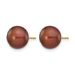 14K Gold Filled 9-10mm Brown Button Cultured Freshwater Pearl Stud Earrings - Birthstone Company
