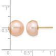 14K Gold Filled 9-10mm Pink Button Cultured Freshwater Pearl Stud Earrings - Birthstone Company