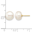 14K Gold Filled 9-10mm White Button Cultured Freshwater Pearl Stud Earrings - Birthstone Company