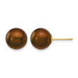14K Gold Filled 9-10mm Brown Round Cultured Freshwater Pearl Stud Earrings