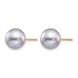 14K Gold Filled 9-10mm Grey Round Cultured Freshwater Pearl Stud Earrings - Birthstone Company