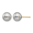 14K Gold Filled 9-10mm Grey Round Cultured Freshwater Pearl Stud Earrings - Birthstone Company