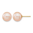 14K Gold Filled 9-10mm Pink Round Cultured Freshwater Pearl Stud Earrings - Birthstone Company