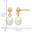 14K Gold Filled 6-7mm White Rice Cultured Freshwater Pearl Post Dangle Earrings - Birthstone Company