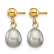 14K Gold Filled 6-7mm Grey Rice Cultured Freshwater Pearl Post Dangle Earrings - Birthstone Company