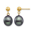 14K Gold Filled 8-9mm Black Rice Cultured Freshwater Pearl Post Dangle Earrings - Birthstone Company
