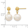 14K Gold Filled 8-8.5mm White Round Cultured Freshwater Pearl Post Dangle Earrings - Birthstone Company