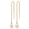 14K Gold Filled 7-8mm White Rice Freshwater Pearl Threader Earrings - Birthstone Company