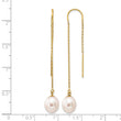 14K Gold Filled 7-8mm White Rice Freshwater Pearl Threader Earrings - Birthstone Company