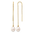 14K Gold Filled 7-8mm White Rice Freshwater Pearl Threader Earrings - Birthstone Company