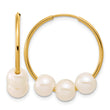 14K Gold Filled 5-6mm Three White Cultured Freshwater Pearl Hoop Earrings - Birthstone Company