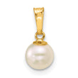 14K Gold Filled 6-7mm White Round Cultured Freshwater Pearl Pendant - Birthstone Company