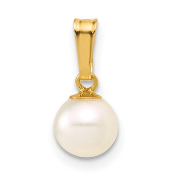 14K Gold Filled 6-7mm White Round Cultured Freshwater Pearl Pendant - Birthstone Company