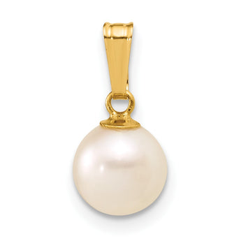 14K Gold Filled 7-8mm White Round Cultured Freshwater Pearl Pendant - Birthstone Company