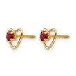 14k Madi K 3mm Genuine Garnet Birthstone Heart Earrings - Birthstone Company