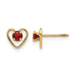 14k Madi K 3mm Genuine Garnet Birthstone Heart Earrings - Birthstone Company
