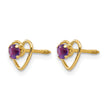 14k Madi K 3mm Genuine Amethyst Birthstone Heart Earrings - Birthstone Company