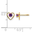 14k Madi K 3mm Genuine Amethyst Birthstone Heart Earrings - Birthstone Company