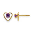 14k Madi K 3mm Genuine Amethyst Birthstone Heart Earrings - Birthstone Company